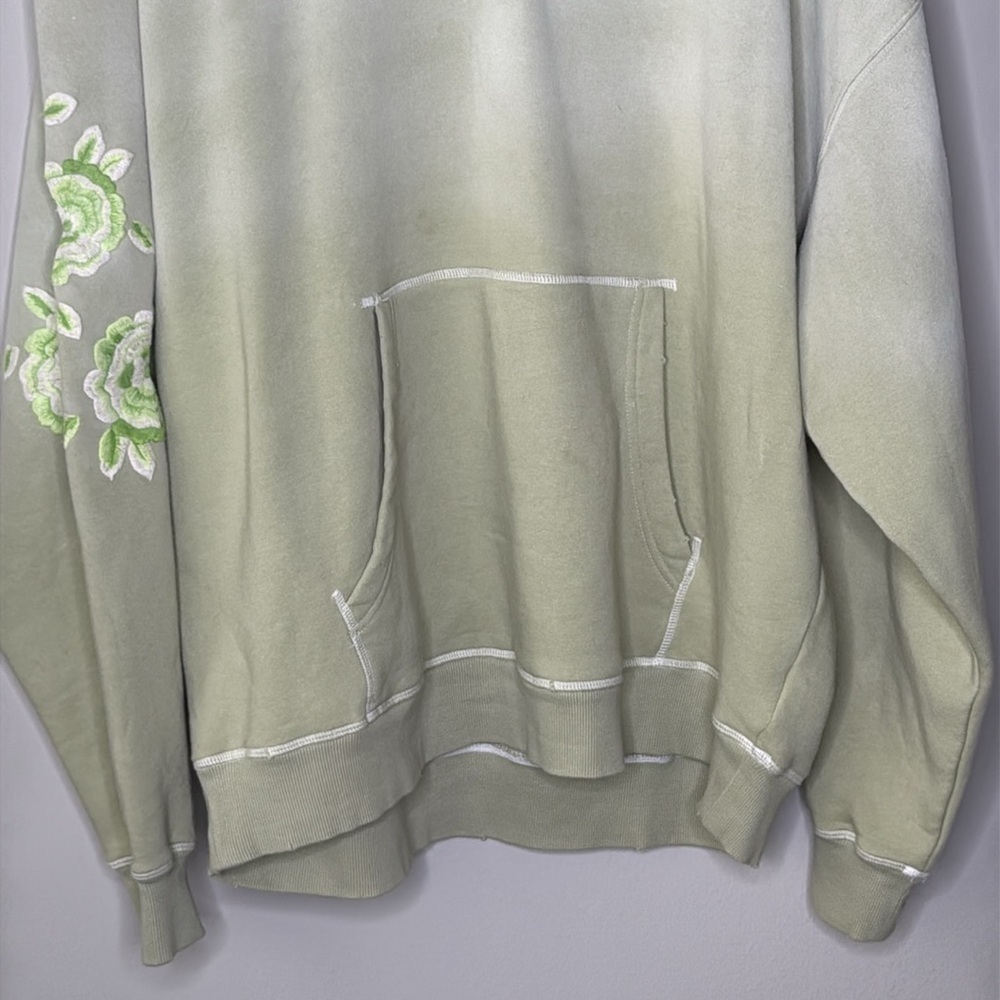 Free People We The Free Ombre Embroidered Oversized Hoodie in Green SIze Large - Picture 3 of 10